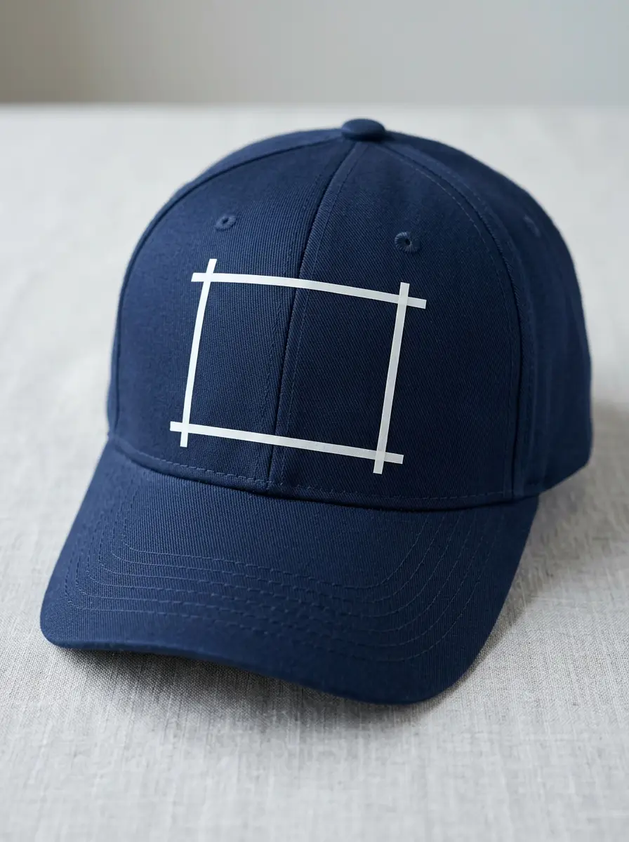 Baseball cap with guide lines marking the patch position above the bill