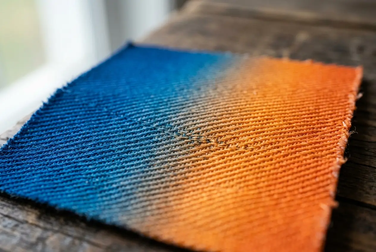 Macro view of polyester twill weave with printed color