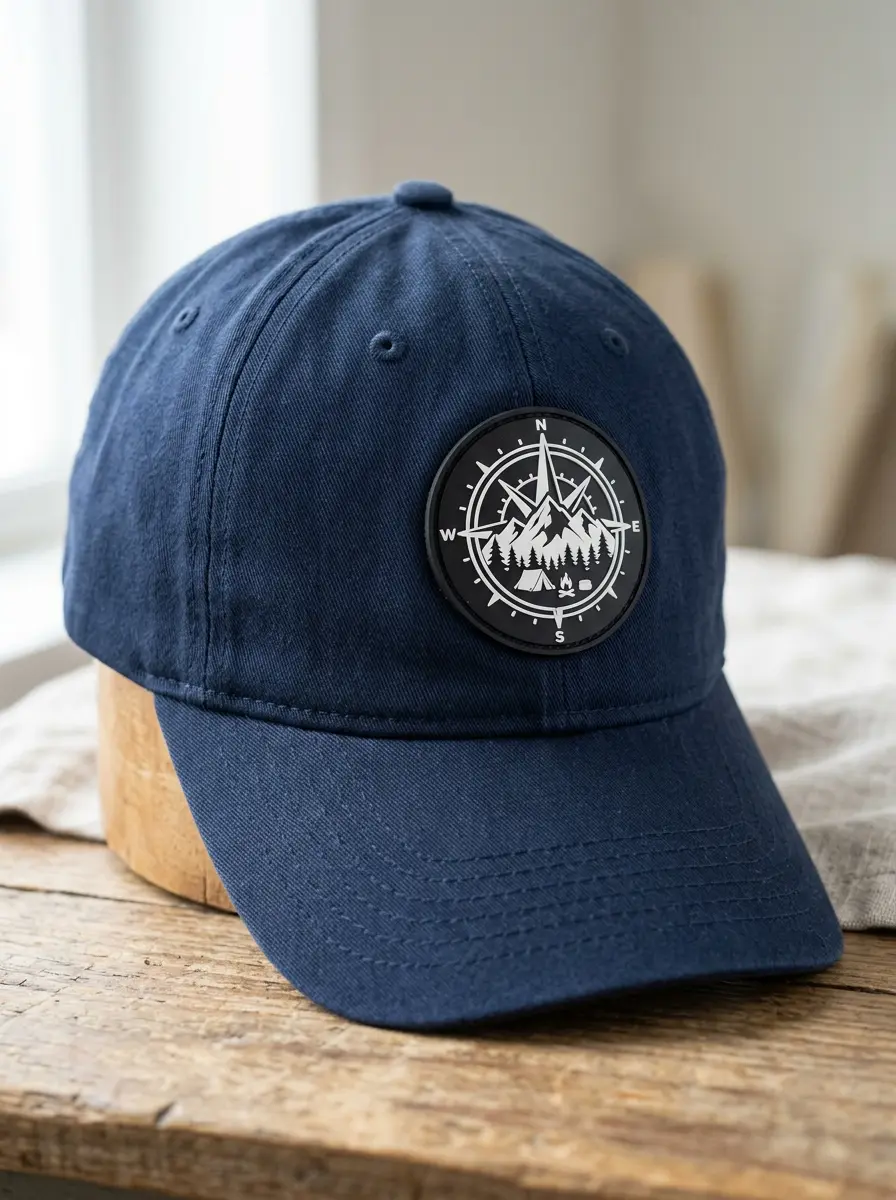 PVC patch on the front panel of a baseball cap