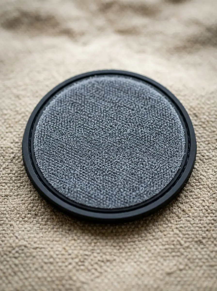 Back of a PVC patch showing hook-side velcro